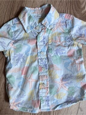 Janie and Jack Pastel Sea Print Button-Down Shirt - Multicolor, 6-12 months